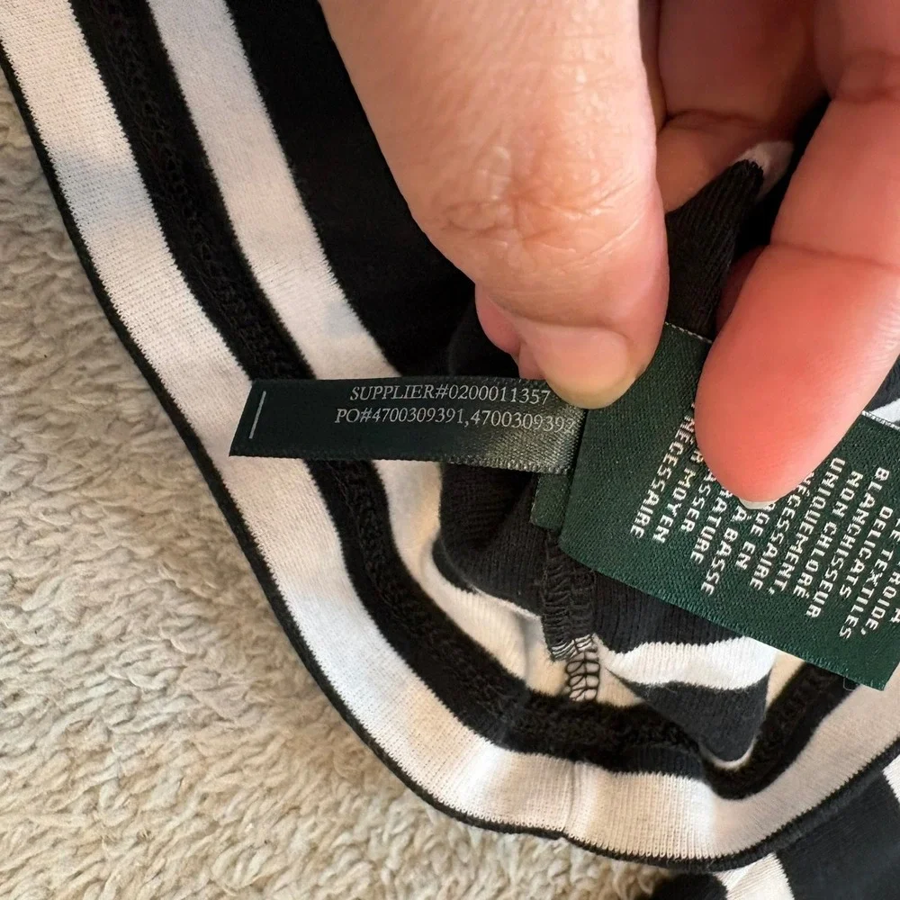 NWT Lauren Ralph Lauren Black White Striped Gold Button Shoulder Top 2X Nautical - Picture 8 of 10